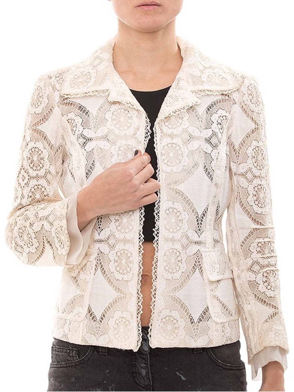 Vintage Dolce & Gabbana Sheer Lace Jacket Blazer Ivory